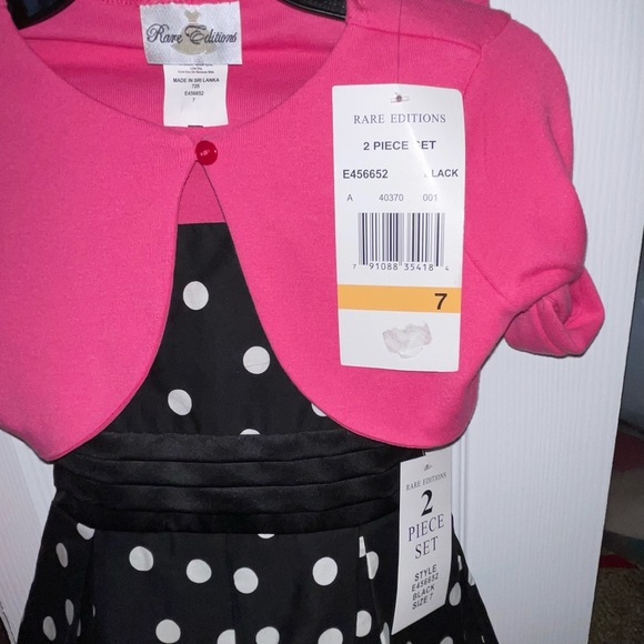 Rare Editions, Girls Size 7, Black Dress w/pink Cardigan - Picture 4 of 5